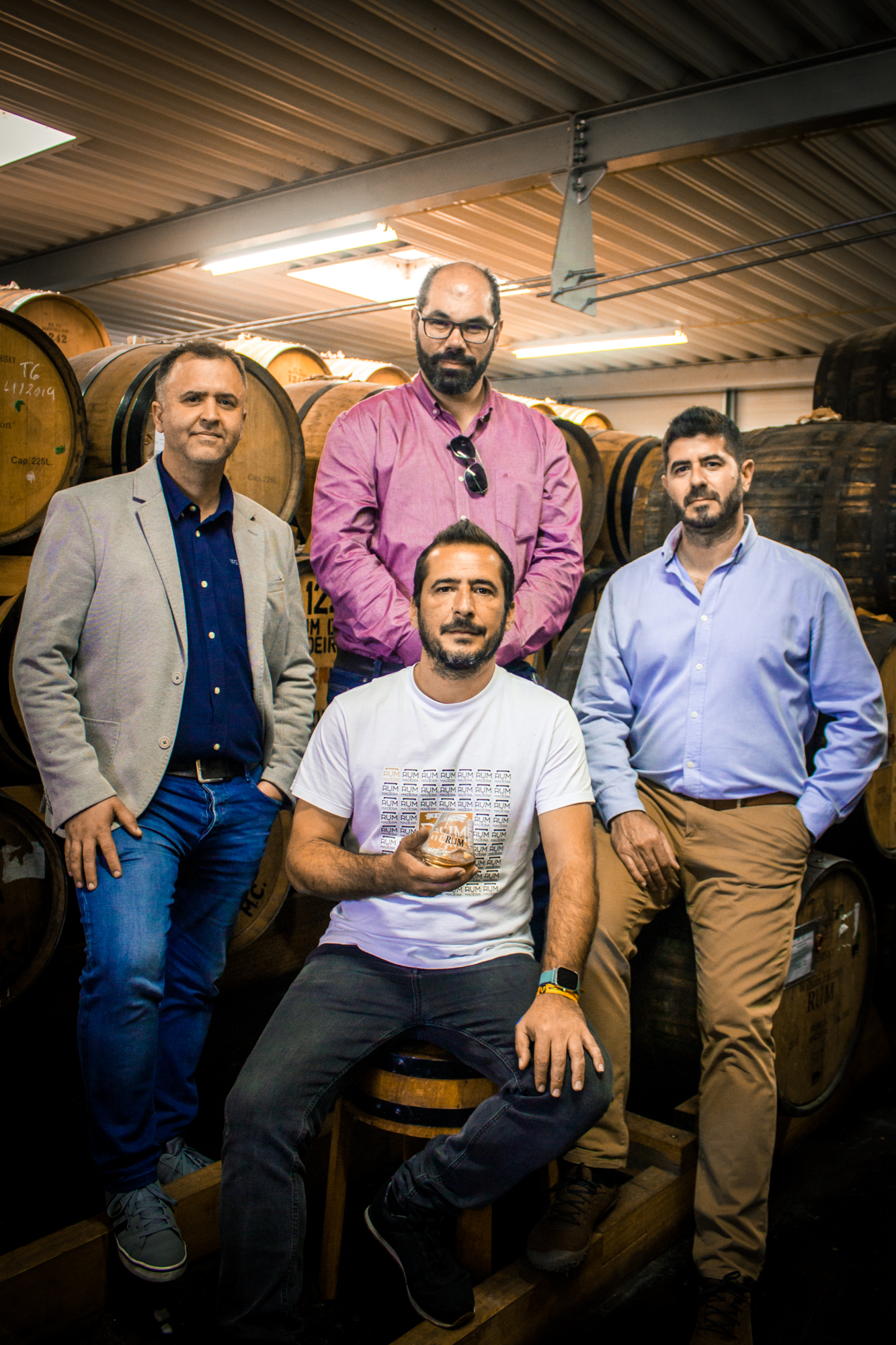 Engenho Novo da Madeira team pictured in the ageing warehouse.