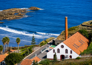 Engenhos do Norte distillery overlooking the bay of Porto da Cruz